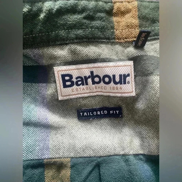 Barbour Mens Tartan 7 Tailored Plaid Long-sleeve Shirt Size m - Picture 6 of 7